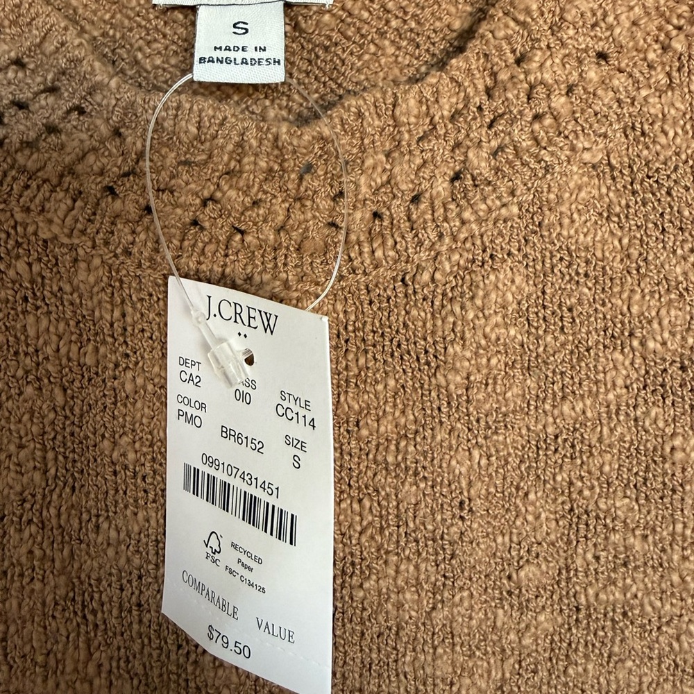 NWT J Crew Slub Sweater Tank Brown/Tan Small - Picture 2 of 5